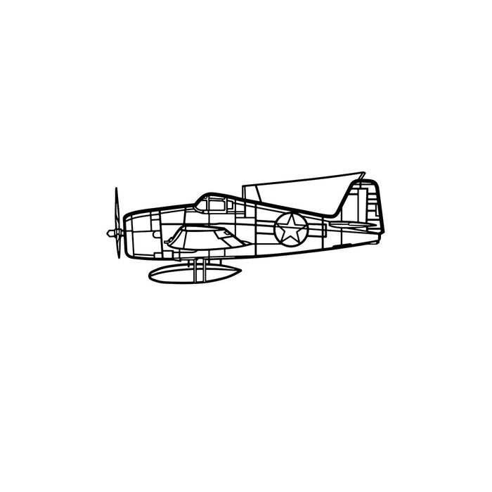 Ignite Laser Grumman F6F-3 Hellcat - Carrier-Based Fighter Aircraft Silhouette Metal Wall Art Rustic Metal 47 inch - 120 cm