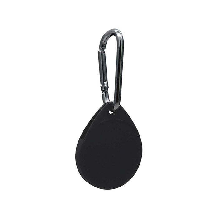 MEZON Black Silicone Protective Full Cover Case Holder for Apple AirTag with Keychain Ring