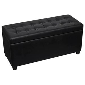 vidaXL Storage Ottoman Artificial Leather Black Bench Chest Cabinet Organiser