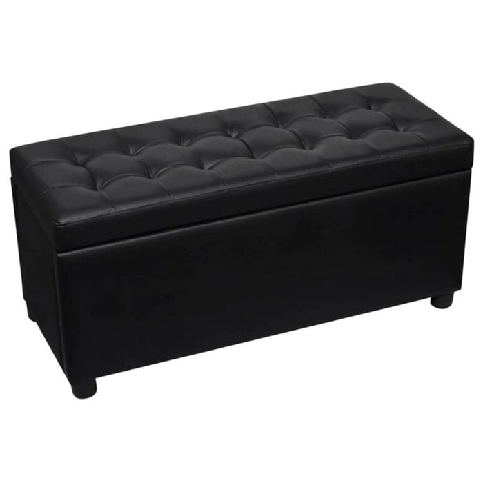 vidaXL Storage Ottoman Artificial Leather Black Bench Chest Cabinet Organiser