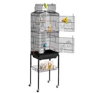 VEVOR Large Bird Cage Black with Rolling Stand Steel Removable Tray for Pet Toy