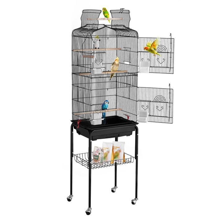 VEVOR Large Bird Cage Black with Rolling Stand Steel Removable Tray for Pet Toy