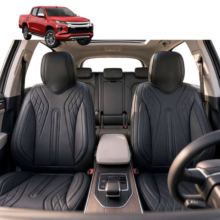 Australian Goose Front Seat Covers for Mitsubishi Triton Double Cab 2024 - Current (LC/MV) - PU Leather, Black (2pc)