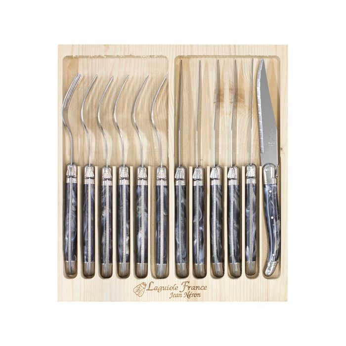 12pc Cutlery Set - Made in France - Black Horn