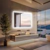 OAKORY 70x90cm Rectangular LED Bathroom Mirror Backlit Dimmable 3-Colour Light Anti-Fog Touch Control