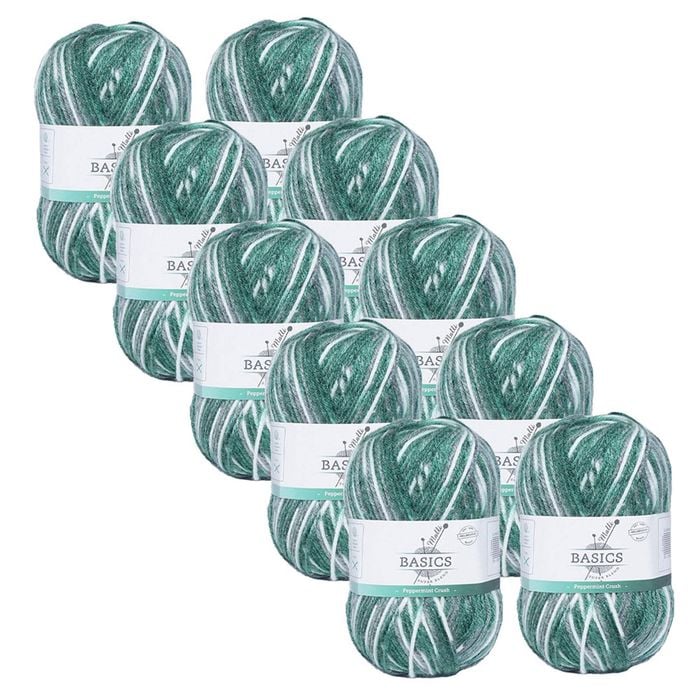 10x Malli 100g Blend Basic Poly/acrylic Peppermint Crush Multi Colour Yarn