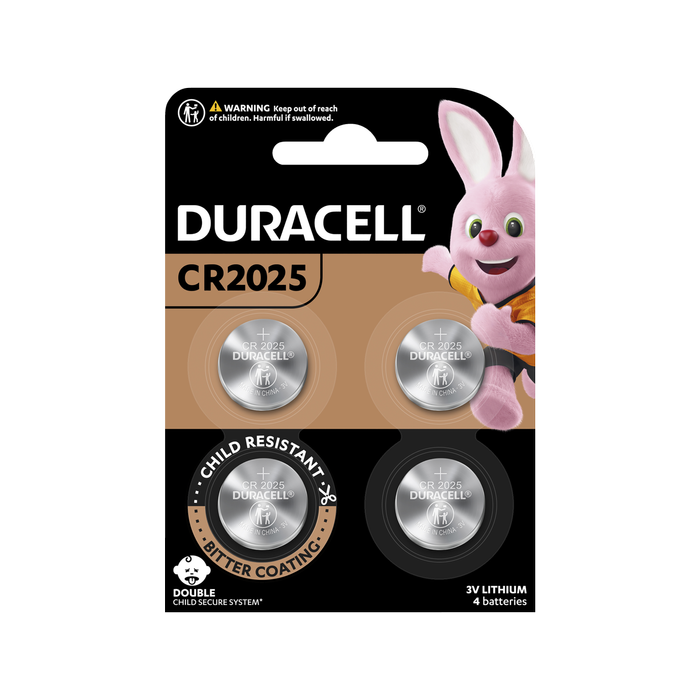  Duracell Specialty Lithium Coin CR2025 3V Battery - 4 Pack