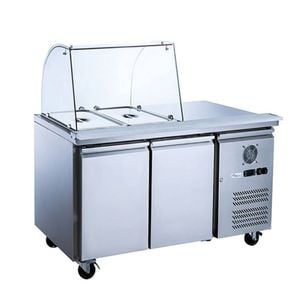 FED-X Two Door Salad Prep Fridge with Curve Glass Top