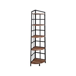IHOMDEC 5 Tier Industrial Corner Bookshelf with Metal Frame, Brown