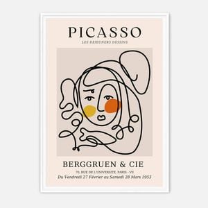 Galrie Picasso Les Dejeuners Dessins Art Print-Iconic Berggruen Exhibition Masterpiece, White Frame, A0 84 x 119cm (33 x 47inch)