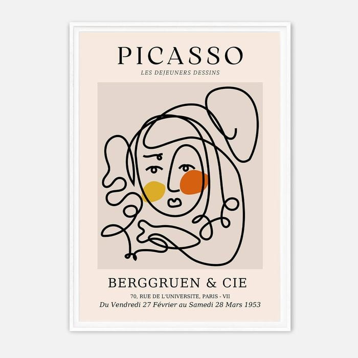 Galrie Picasso Les Dejeuners Dessins Art Print-Iconic Berggruen Exhibition Masterpiece, White Frame, A0 84 x 119cm (33 x 47inch)