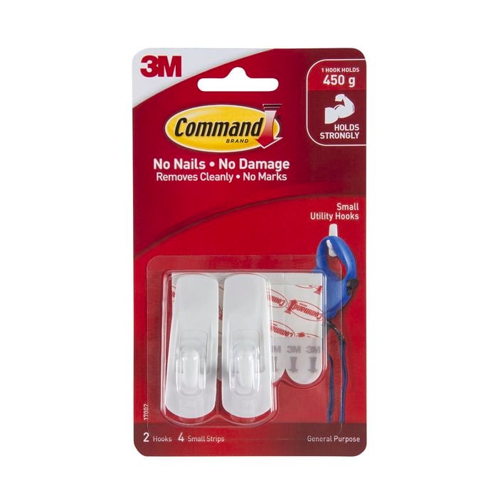 Command Small White Hooks - 2 Pack