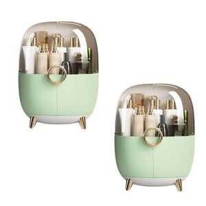 SOGA 2X Green Transparent Countertop Makeup Organiser Cosmetic Storage