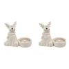 2x Urban Cute Reindeer 9cm Ceramic Tealight Holder Candle Home Decor - White