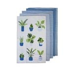 Ladelle Set of 5 Plant Life Cotton Kitchen Tea Towels 50 x 70 cm Blue
