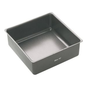 Mastercraft 25cm Heavy Loose Base Non-Stick Square Deep Cake Pan - Black