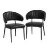Oikiture 2x PU Leather Dining Chair Kitchen Padded Seat Black