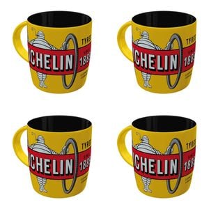 4x Nostalgic-art Ceramic Mug Michelin Tyres Bibendum Retro Yellow 330ml Capacity