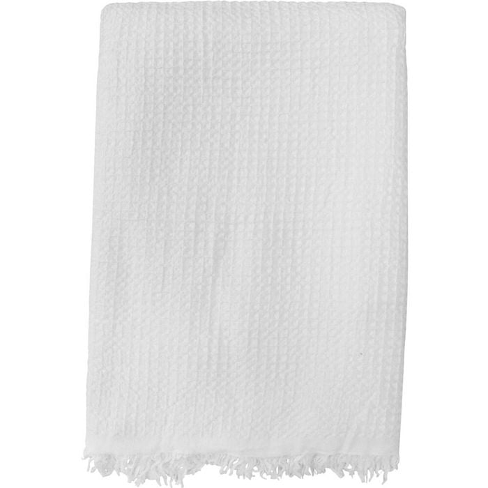 LVD 100% Cotton Textured Waffle Weave Throw Blanket 230x200cm White