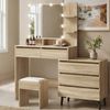 Oikiture Dressing Table Stool Set Makeup Mirror Cabinet Natural