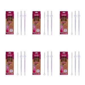 6x 2pc Eco-To-Go Glass Straw Heart Shaped Reusable with Cleaner Set