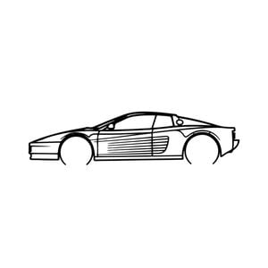 Ignite Laser Ferrari 512 Testarossa Silhouette Metal Wall Art Rustic Metal 15.7inch/40cm