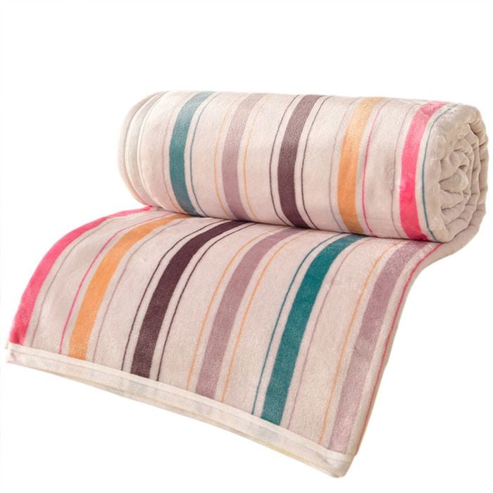 Catzon 200x230cm Flannel Blanket Soft Warm Printed For Sofa And Bed-stripe