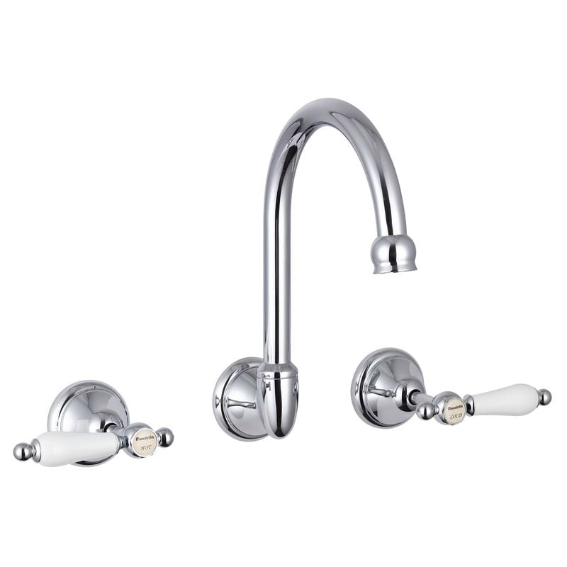 Maestro Chrome Lever Handle Wall Sink Set