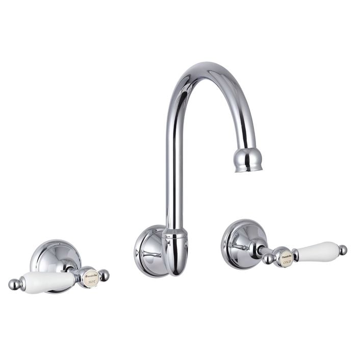 Mondella WELS 4 Star 7.5L/min Chrome Maestro Lever Handle Wall Sink Set