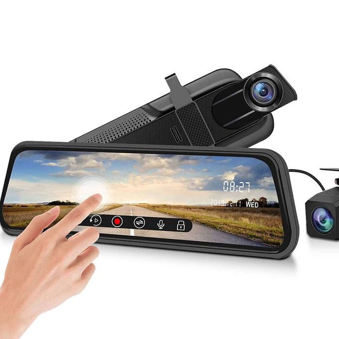 Elinz 10" Rearview Mirror Dual Dash Cam 1080P Full Touch Screen Reversing Camera Hardwire Kit