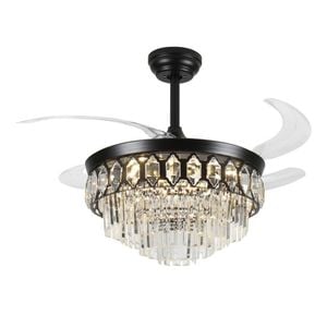 Windora Elowen 42" Black Crystal Chandelier with DC Ceiling Fan & 3CCT LED Remote Control