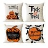 Catzon 4 Pcs Scary Throw Pillow Covers Linen Cushion Case for Decor 45X45cm