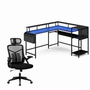 Advwin L Shaped Convertible Gaming Office Desk & Gaming Office Chair