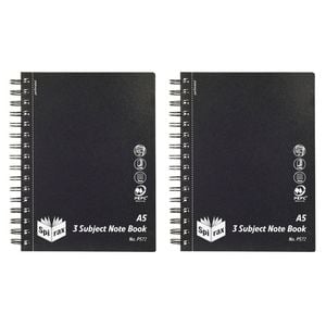 2pk Spirax Black Cover A5 3 Subject 300 Pages Notebook Office/school Stationery