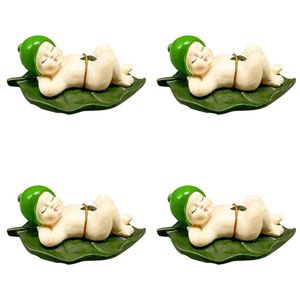 4PK Urban May Gibbs Sleeping Babies Resin Decoration 8cm Green/Natural Assorted