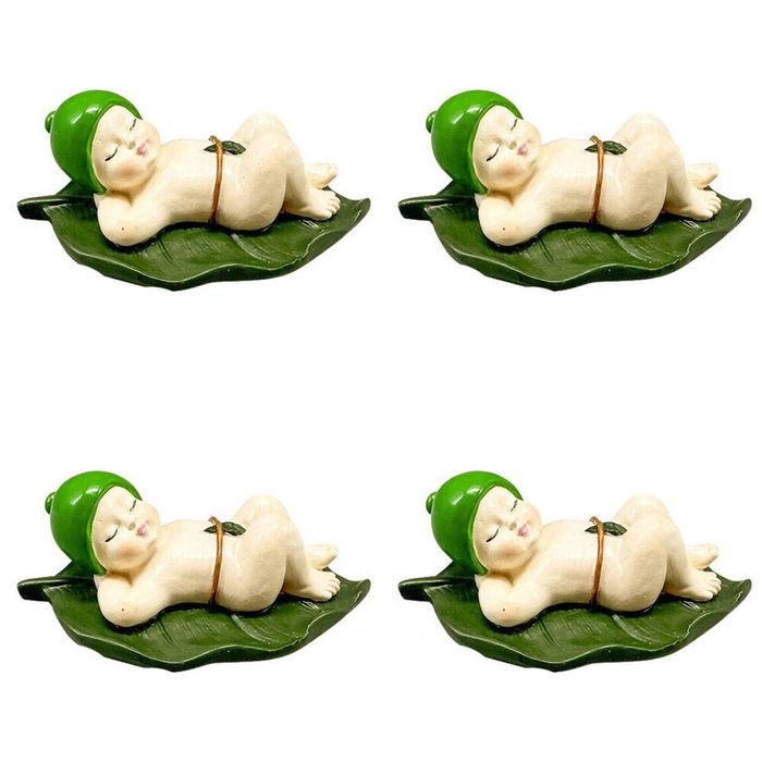 4PK Urban May Gibbs Sleeping Babies Resin Decoration 8cm Green/Natural Assorted
