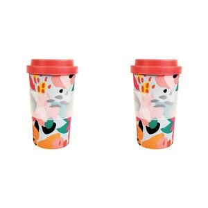 2x Urban 400ml Melody Eco Bamboo Mug Drinking Tumbler Juice/Soda Cup w/ Lid