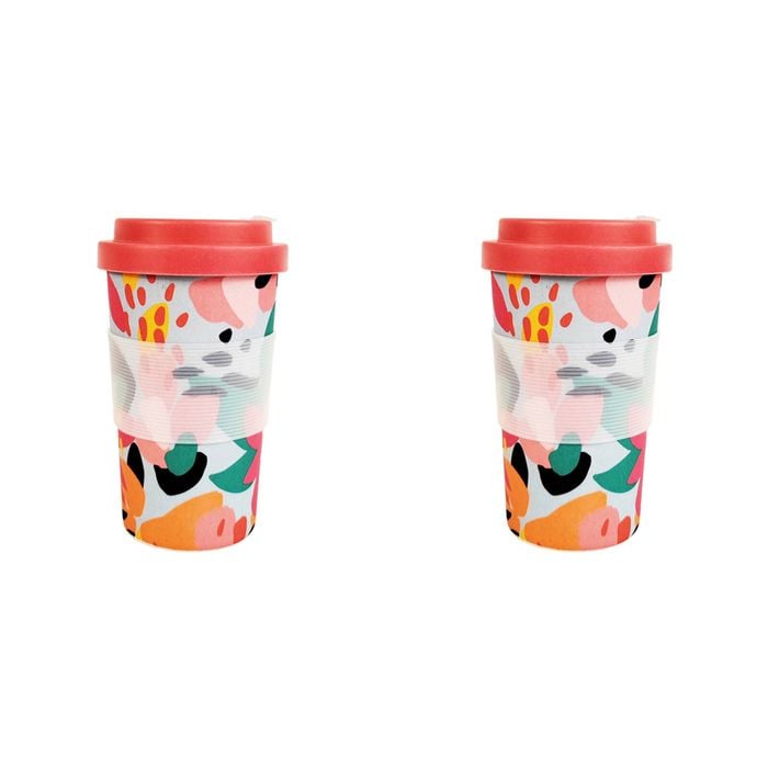 2x Urban 400ml Melody Eco Bamboo Mug Drinking Tumbler Juice/Soda Cup w/ Lid