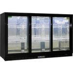 Rhino Black Sliding 3-Door Glass Bar Fridge - SG3S-B