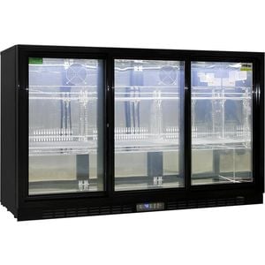Rhino Black Sliding 3-Door Glass Bar Fridge - SG3S-B