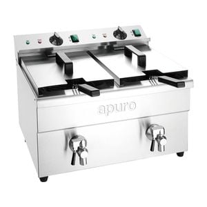 Apuro Double Induction Fryer - 2x3kw - Commercial Benchtop Deep Fryers (ct012-a)