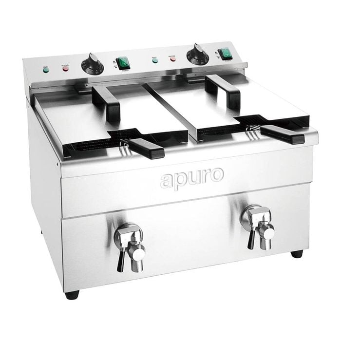 Apuro Double Induction Fryer - 2x3kw - Commercial Benchtop Deep Fryers (ct012-a)
