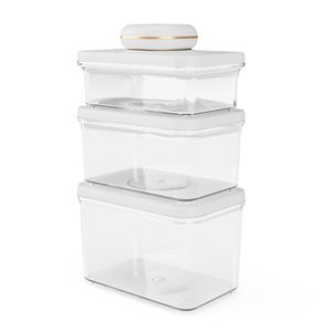 YOPOWER 3Pcs Vacuum Seal Containers Set with Portable Vacuum Sealer, White