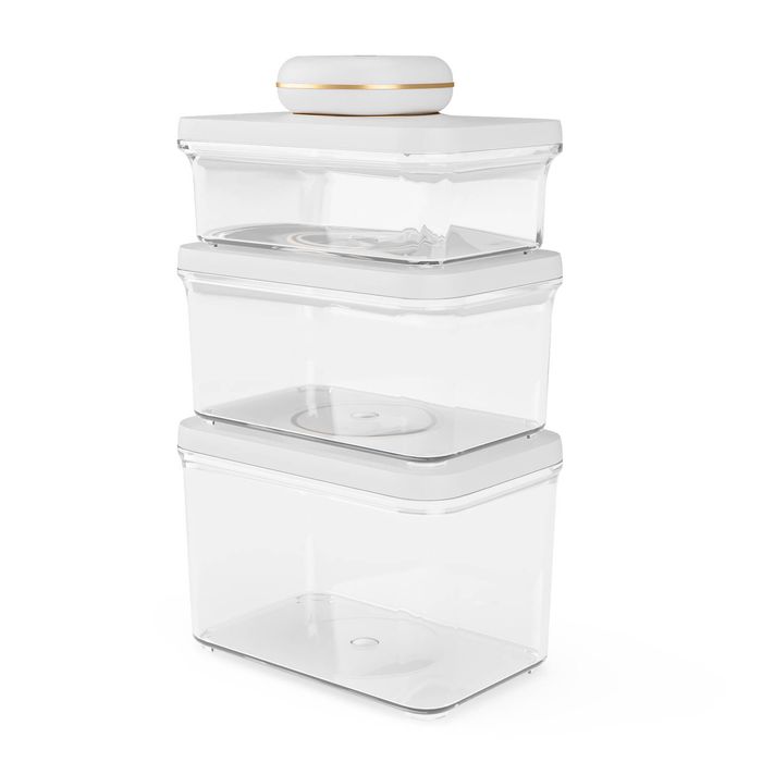 YOPOWER 3Pcs Vacuum Seal Containers Set with Portable Vacuum Sealer, White
