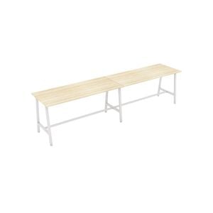 Olg Axis Trestle Bar Leaner Trestle White Frame New Oak Ravine Top L4200mm X W900mm