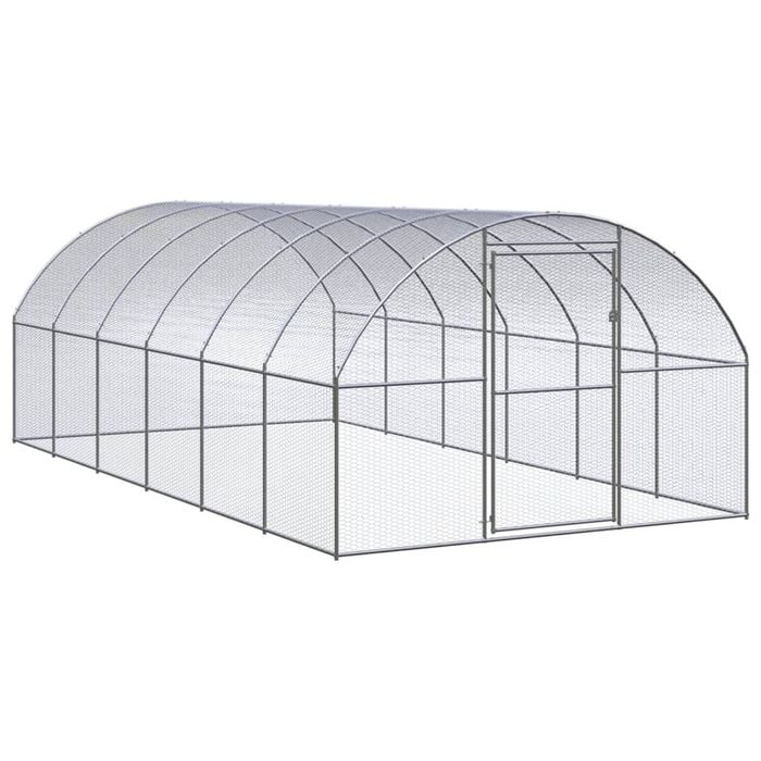 vidaXL Outdoor Chicken Coop Hen House Pet Cage Chicken Run Galvanised Steel 3x6x2 m