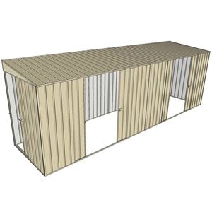 Build-a-Shed 1.5 x 6 x 2m Skillion Dual Double Sliding Side Door Shed - Cream