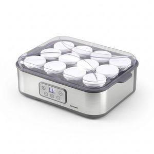 Devanti Yoghurt Maker Machine with 12x180ml Glass Cups Temp Control Grey