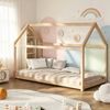 Oikiture Kids Wooden Bed Frame Single Wooden Pine Timber Platform
