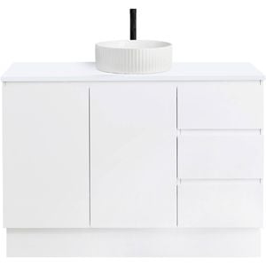 CIBO 1200mm White Nordic Full Height Bathroom Vanity With Fluted White Gloss Basin